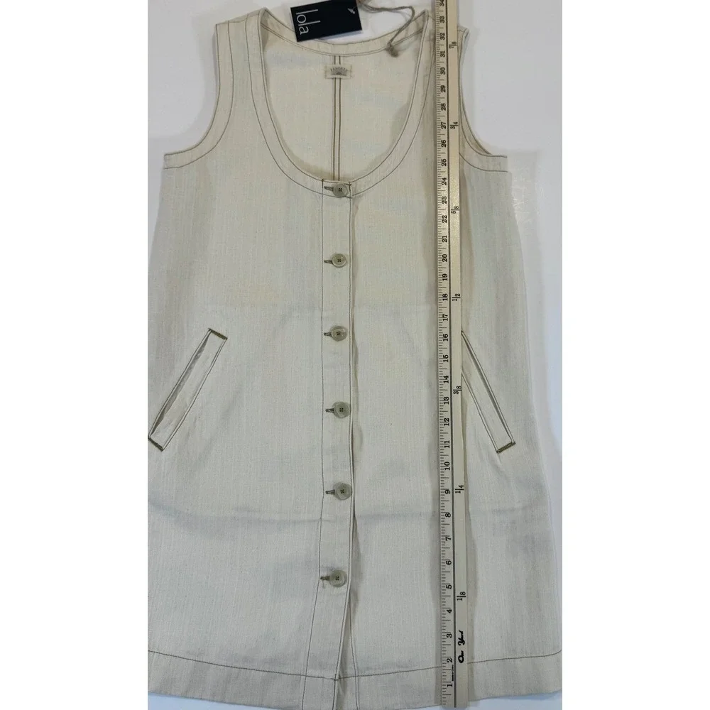 Faherty Linen Denim Malibu Mini Dress XS NWT Organic Cotton Coastal Shift